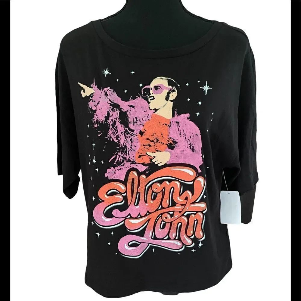 New with tags BP black Elton John graphic tee shirt, size S